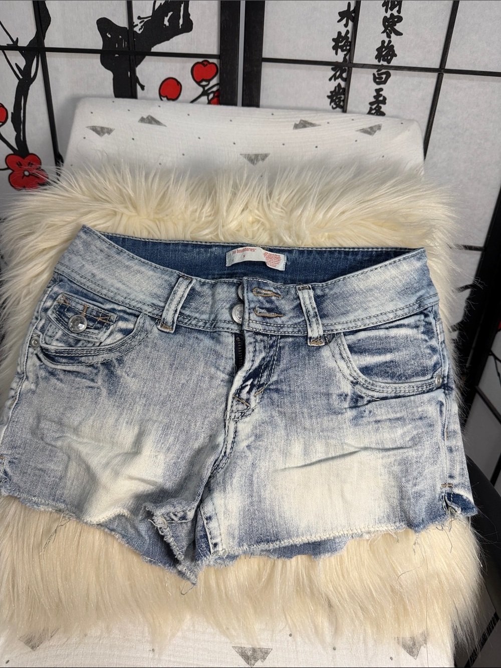 No Boundaries Bleached Light Blue Denim Jean Shorts